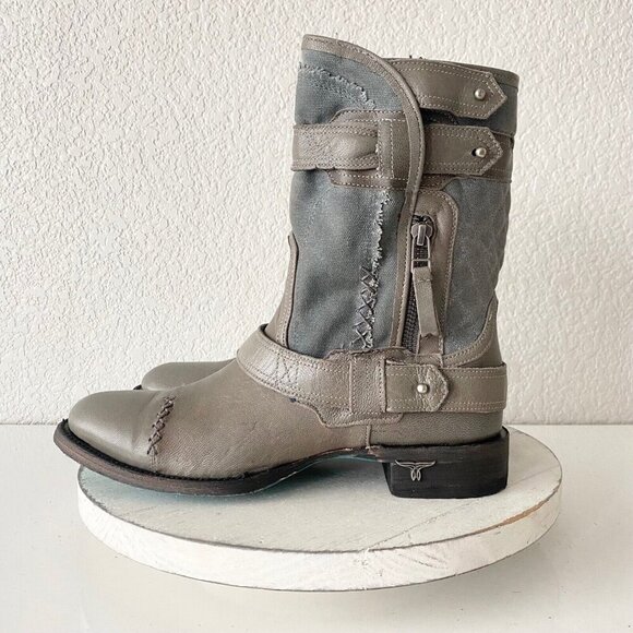 NEW Lane DUSTOFF Womens Cowboy Boots 8.5 Gray Western Cowgirl Ankle Short Bootie - Picture 4 of 11